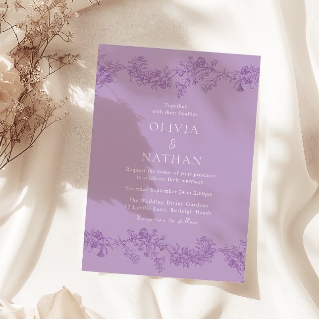Invitación Boda Floral Vintage de Lavender (Subido por el creador)