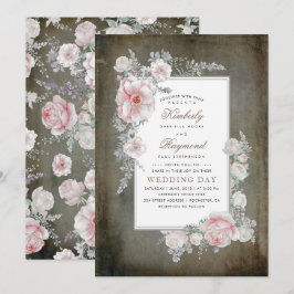 Invitación Boda floral vintage de Shabby con problemas