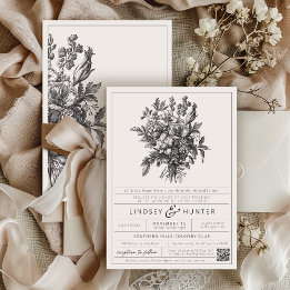 Invitación Boda floral vintage elegante de Chinoiserie en mar