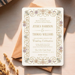 Invitación Boda Floral Vintage Elegante Rococó Revival