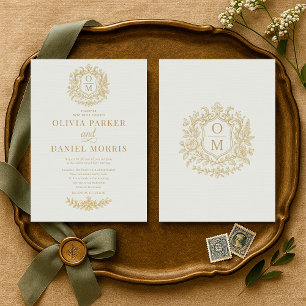 Invitación Boda Floral Vintage Francés Verde Salvia