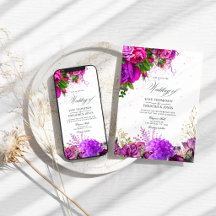 Boda Floral Vintage Fuchsia y Morado Desgastado