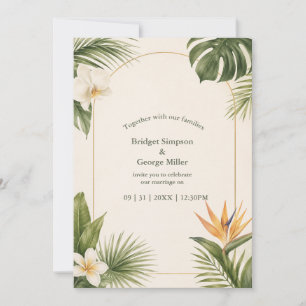 Invitación Boda Floral Vintage Hawaii Ave del Paraíso