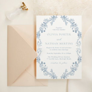 Invitación Boda Floral Vintage Moderno