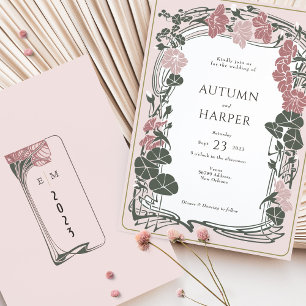 Invitación Boda Floral Vintage Sabor Rosa Dusty