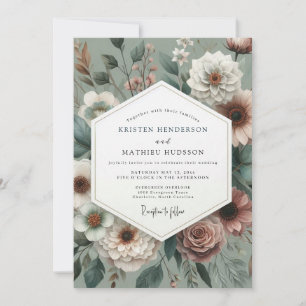 Invitación Boda Floral Vintage Sage