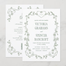 Boda floral vintage verde salvia todo en uno