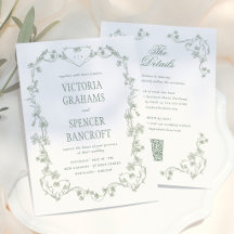 Boda floral vintage verde salvia todo en uno