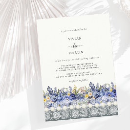 Invitación Boda Floral Vintage Y Pearl
