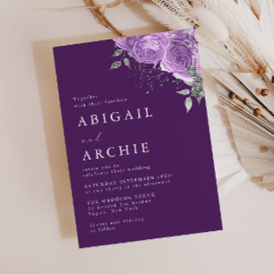 Invitación Boda floral violeta ciruela púrpura 