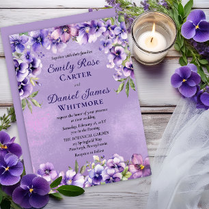 Invitación Boda floral violeta elegante para pareja madura