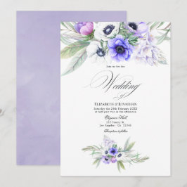 Invitación Boda floral violeta pastel