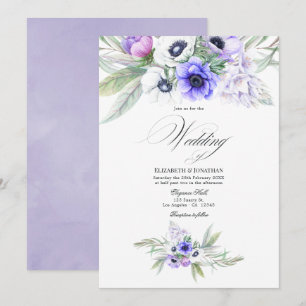 Invitación Boda floral violeta pastel