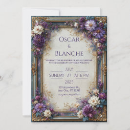 Invitación Boda floral violeta polvorienta