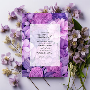 Invitación Boda floral Violeta Polvorienta