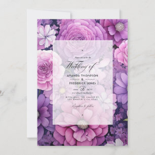 Invitación Boda Floral Violeta y Rosa