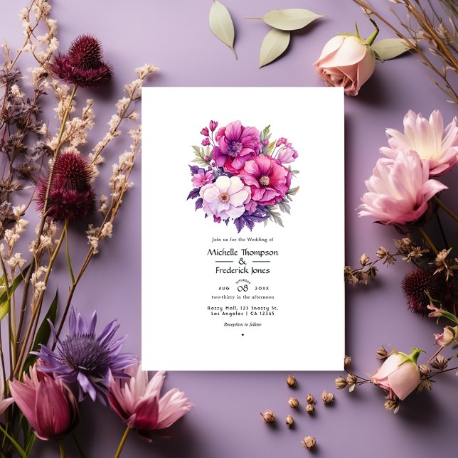 Invitación Boda Floral Violeta y Rosa (Subido por el creador)