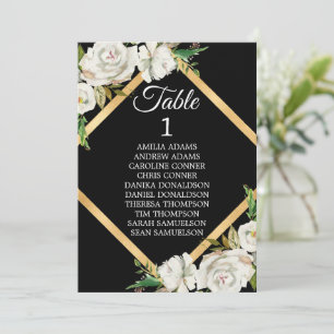 Invitación Boda floral Watercolor Blanco Oro Negro