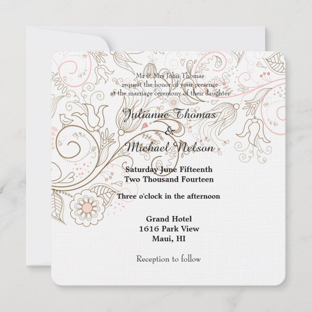 Invitación Boda Floral Whimsy (Anverso)