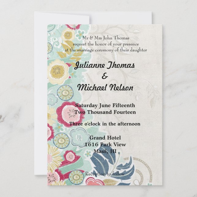 Invitación Boda Floral Whimsy (Anverso)