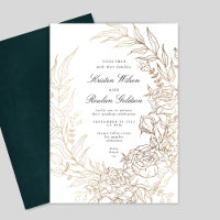 Boda Floral Wreath White Black Emerald Gold