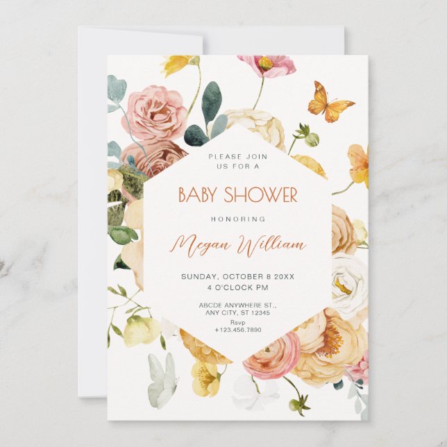 Invitación Boda floral y elegante (Anverso)