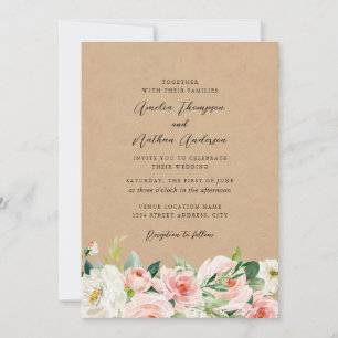 Invitación Boda Florales Botánicos de Campo Rústico