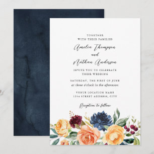 Invitación Boda Florales Botánicos Rústicos Acuarela