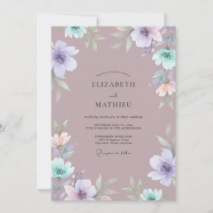 Invitación Boda Floreada con Florecimiento de Lila