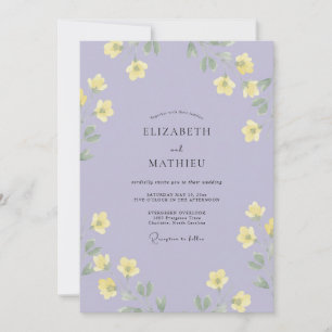 Invitación Boda Floreada de Lavanda Amarillo