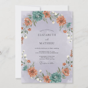 Invitación Boda Floreada de Lavanda con Toque Pictórico