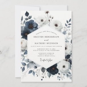 Invitación Boda Floreada de Pintura Naval