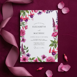Invitación Boda Floreada Magenta