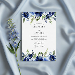 Invitación Boda floreada pictórica de la marina