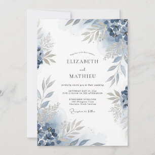 Invitación Boda Florece Azul Pizarra