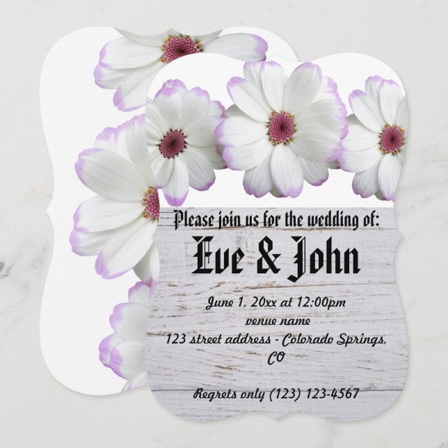Invitación Boda florece destino romántico (Anverso / Reverso)