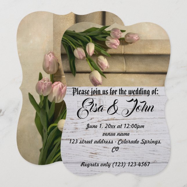 Invitación Boda florece destino romántico (Anverso / Reverso)