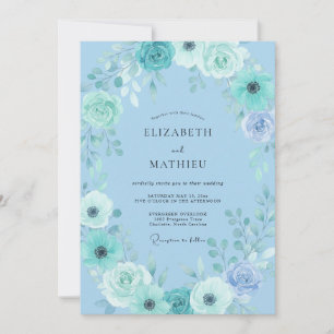 Invitación Boda Florece Flor Cielo Azul