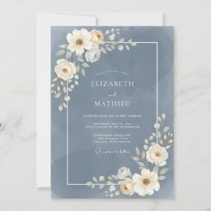 Invitación Boda Florecer Flor Slate