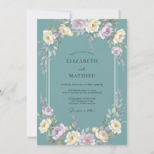 Invitación Boda Florecer Floración Etérea Verde Teal