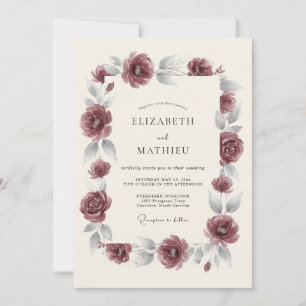 Invitación Boda Florecer Floración Granate