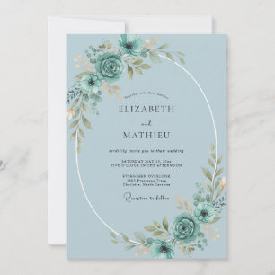 Invitación Boda Florecer Serena Teal