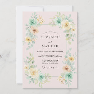Invitación Boda Florecida de Rosa Rubor