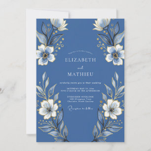 Invitación Boda Florecida Índigo Floral