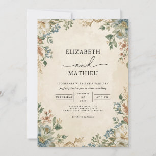 Invitación Boda floreciente de arca floral vintage