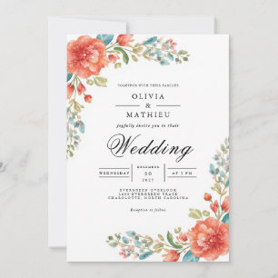Invitación Boda floreciente de florecimiento de la floración
