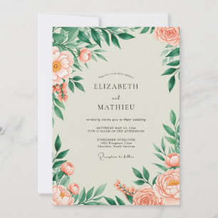 Invitación Boda floreciente de melocotón en primavera