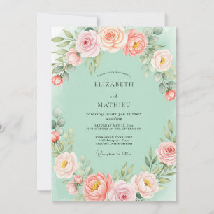 Invitación Boda floreciente de menta verde en primavera