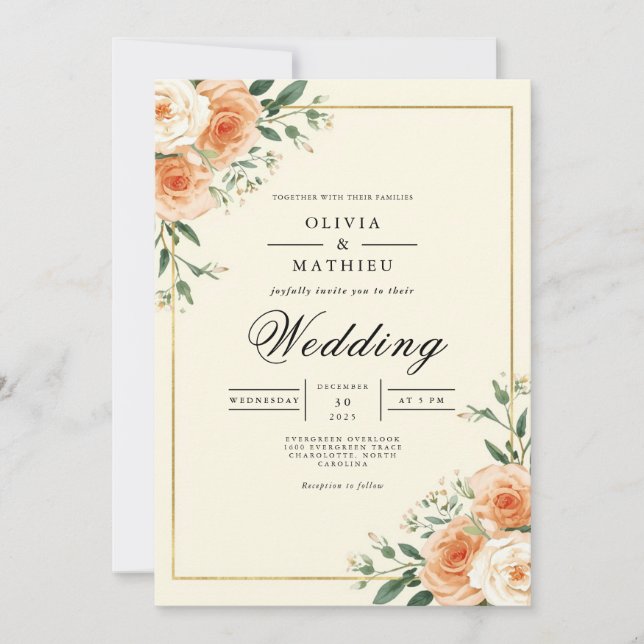 Invitación Boda floreciente de rincón de florecimiento de Apr (Anverso)