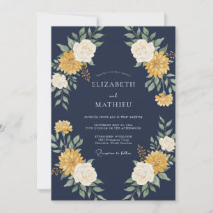 Invitación Boda Florecimiento Amarillo Marina